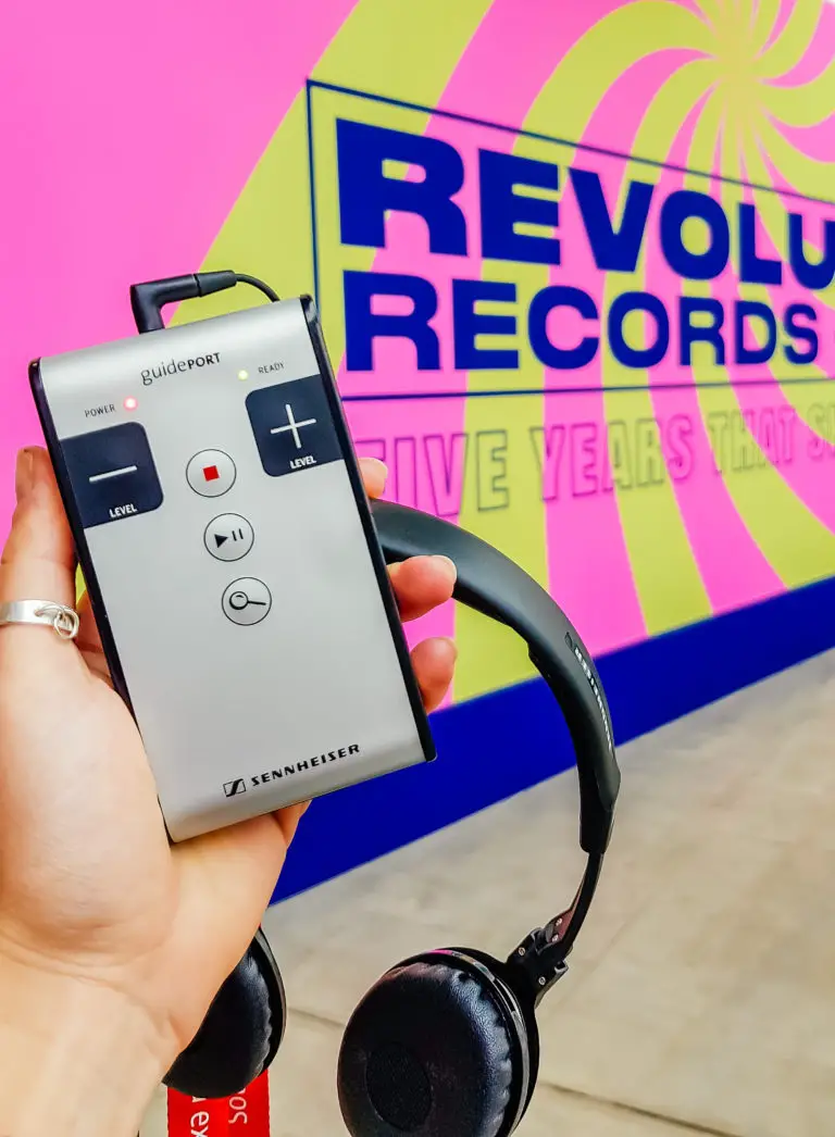 hand holding headset at exhibition