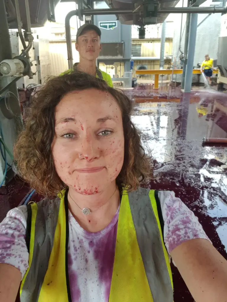 covered in red wine