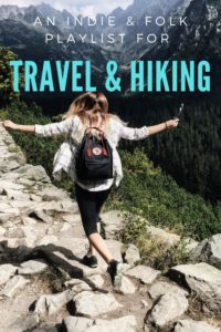 girl hiking and jumping