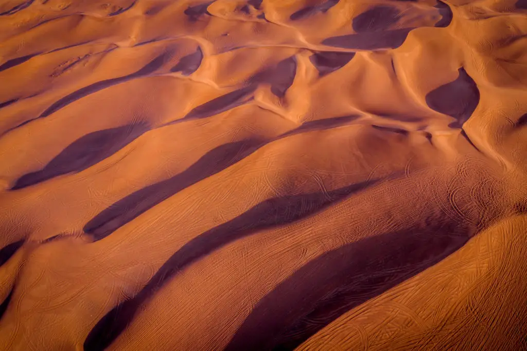 orange sahara desert birds eye view