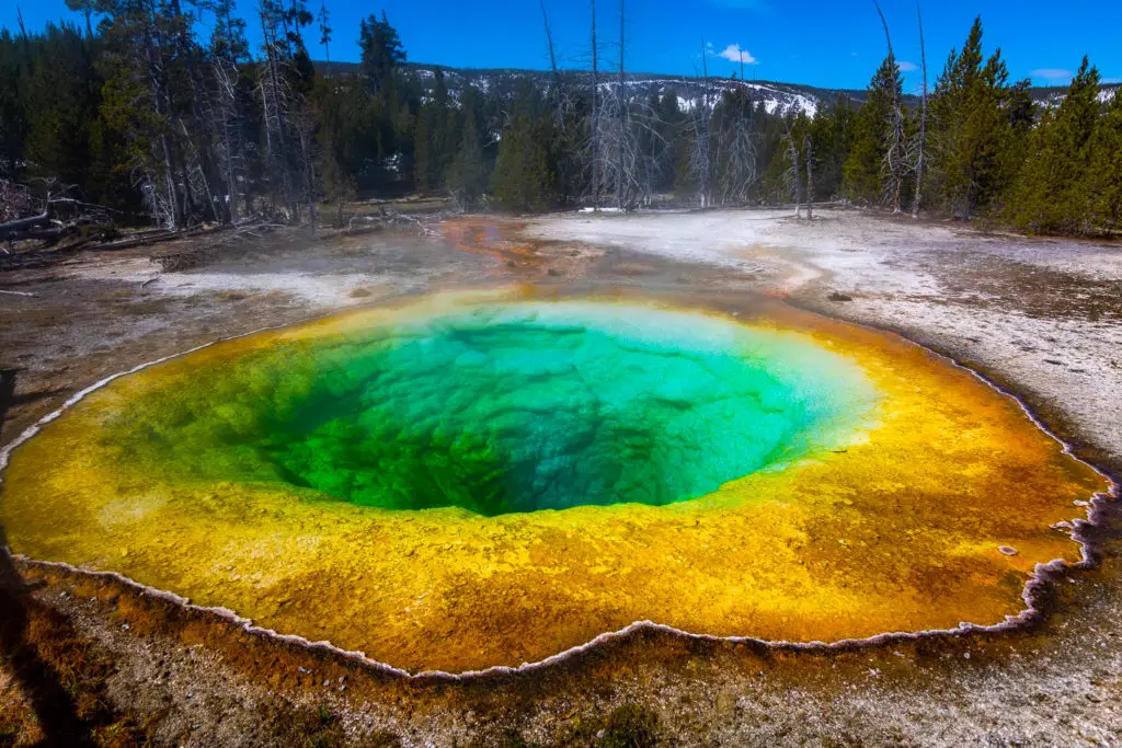 blue yellow and orange geothermal pool