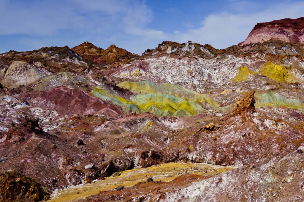 rocky rainbow coloured mountains in Iran